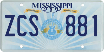 MS license plate ZCS881