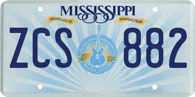 MS license plate ZCS882