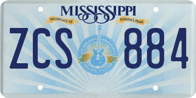 MS license plate ZCS884
