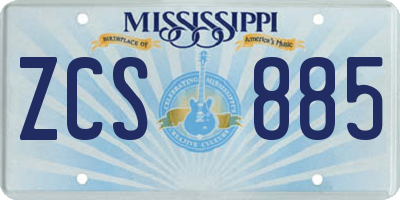 MS license plate ZCS885