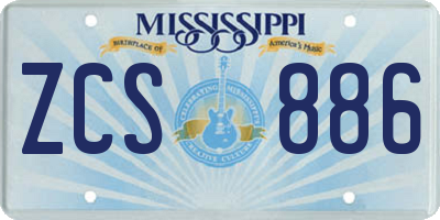 MS license plate ZCS886
