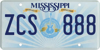 MS license plate ZCS888