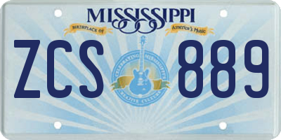 MS license plate ZCS889