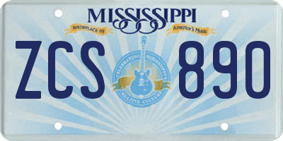 MS license plate ZCS890