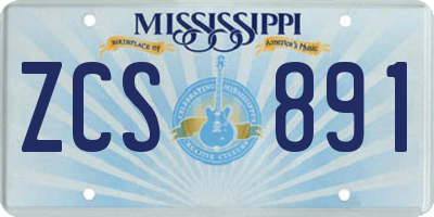 MS license plate ZCS891