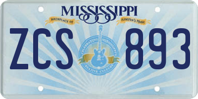 MS license plate ZCS893