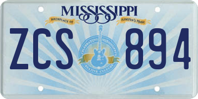 MS license plate ZCS894