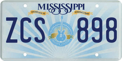 MS license plate ZCS898
