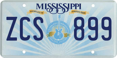 MS license plate ZCS899