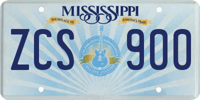 MS license plate ZCS900