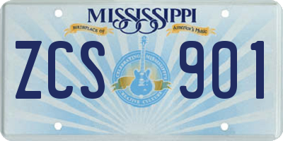 MS license plate ZCS901
