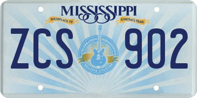 MS license plate ZCS902