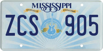MS license plate ZCS905