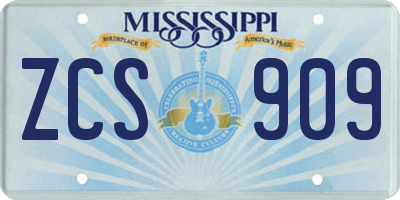 MS license plate ZCS909