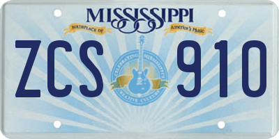 MS license plate ZCS910