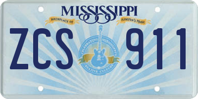 MS license plate ZCS911