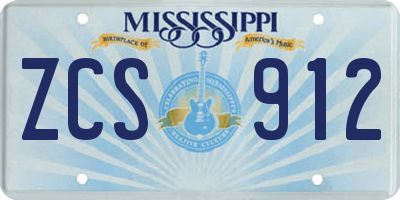 MS license plate ZCS912