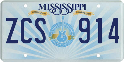 MS license plate ZCS914