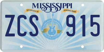 MS license plate ZCS915