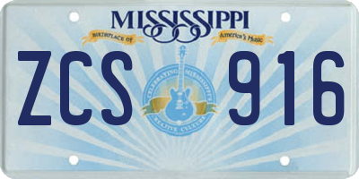 MS license plate ZCS916