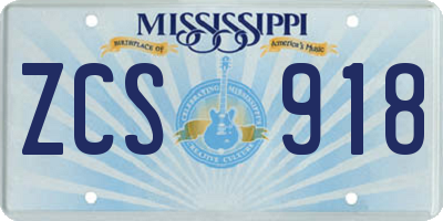 MS license plate ZCS918
