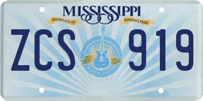MS license plate ZCS919