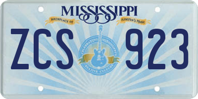 MS license plate ZCS923