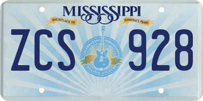 MS license plate ZCS928