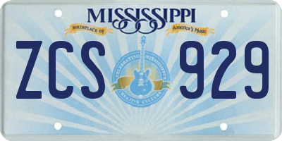 MS license plate ZCS929