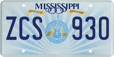 MS license plate ZCS930