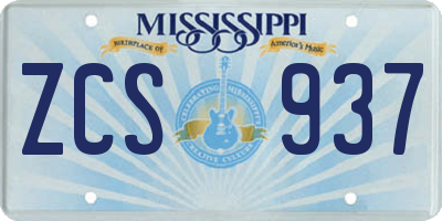 MS license plate ZCS937