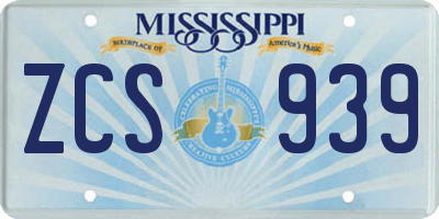 MS license plate ZCS939