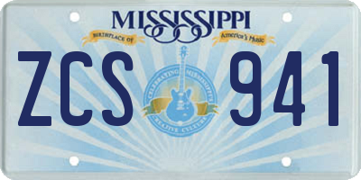 MS license plate ZCS941