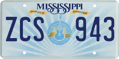 MS license plate ZCS943