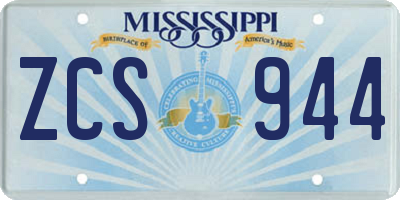 MS license plate ZCS944
