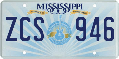MS license plate ZCS946