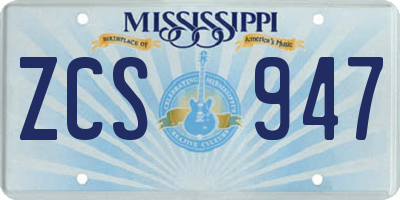 MS license plate ZCS947