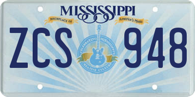 MS license plate ZCS948