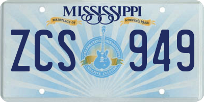 MS license plate ZCS949