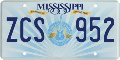 MS license plate ZCS952