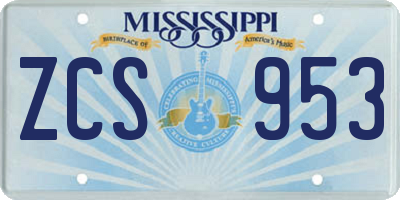 MS license plate ZCS953