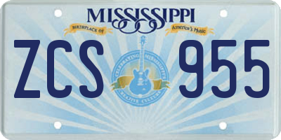 MS license plate ZCS955
