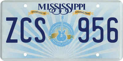 MS license plate ZCS956