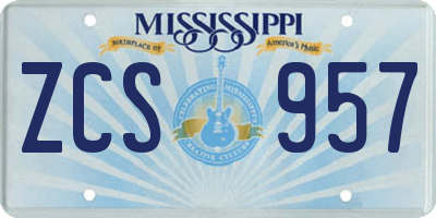 MS license plate ZCS957