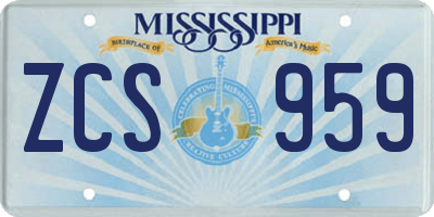 MS license plate ZCS959