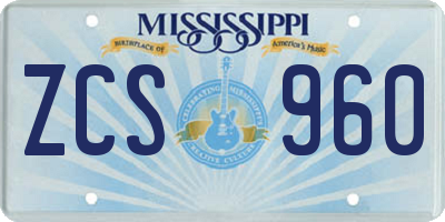 MS license plate ZCS960