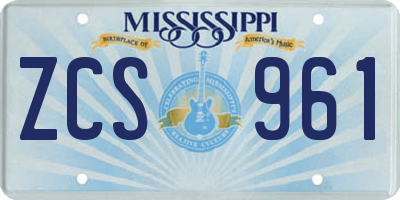MS license plate ZCS961