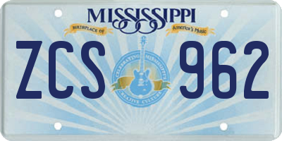 MS license plate ZCS962