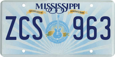 MS license plate ZCS963