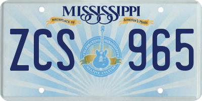 MS license plate ZCS965
